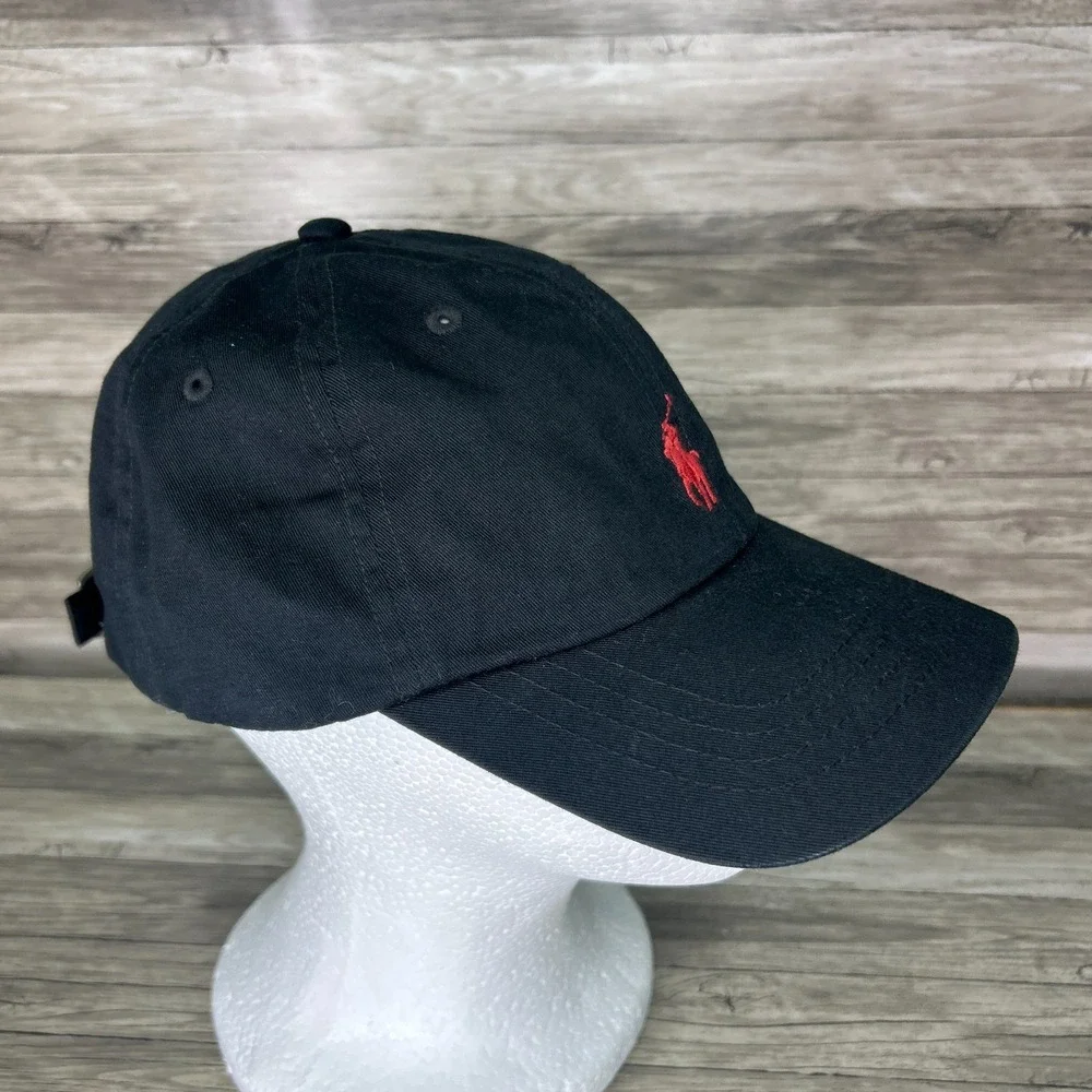 Polo Ralph Lauren Hat Black Red Pony Boys Youth Kids 8 - 20 Cotton Adjustable